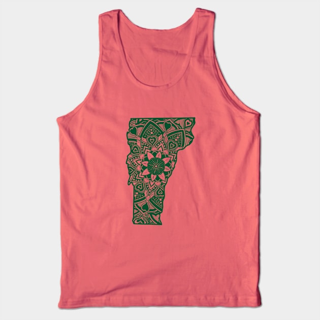 Green Vermont State Gift Mandala Yoga VT Art Tank Top by Get Hopped Apparel